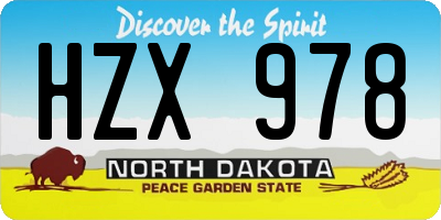 ND license plate HZX978