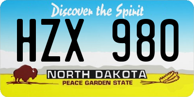 ND license plate HZX980