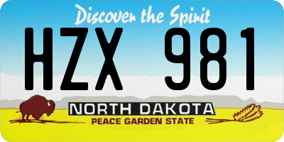 ND license plate HZX981