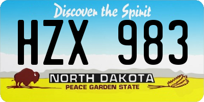 ND license plate HZX983