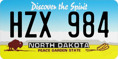 ND license plate HZX984