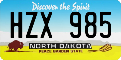 ND license plate HZX985
