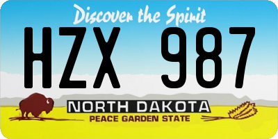 ND license plate HZX987