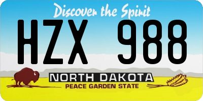 ND license plate HZX988