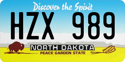 ND license plate HZX989
