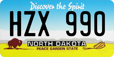 ND license plate HZX990