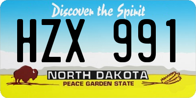 ND license plate HZX991