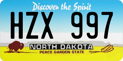 ND license plate HZX997