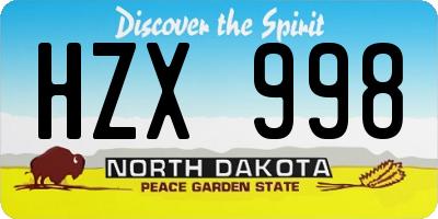 ND license plate HZX998