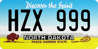 ND license plate HZX999