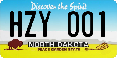 ND license plate HZY001