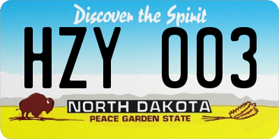ND license plate HZY003