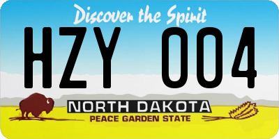 ND license plate HZY004
