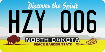 ND license plate HZY006