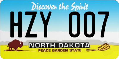 ND license plate HZY007