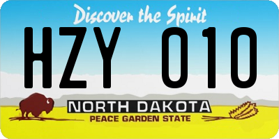 ND license plate HZY010