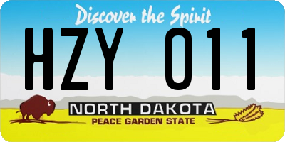 ND license plate HZY011