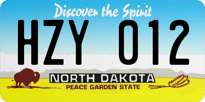 ND license plate HZY012