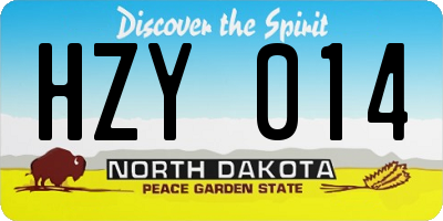 ND license plate HZY014