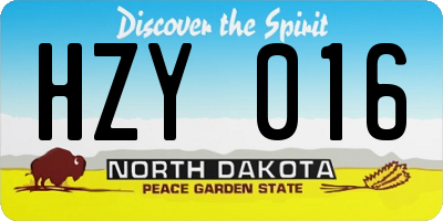 ND license plate HZY016