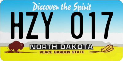 ND license plate HZY017