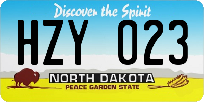 ND license plate HZY023