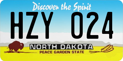 ND license plate HZY024