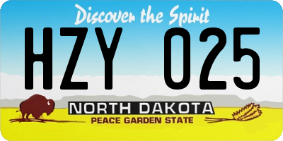 ND license plate HZY025