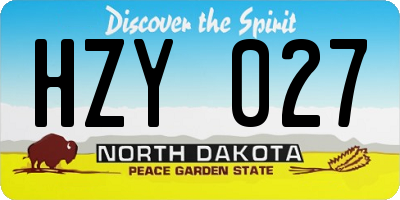 ND license plate HZY027