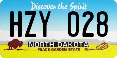 ND license plate HZY028