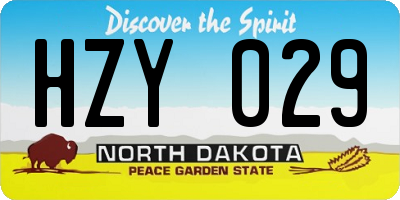 ND license plate HZY029