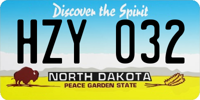 ND license plate HZY032