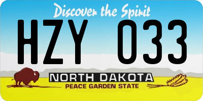 ND license plate HZY033