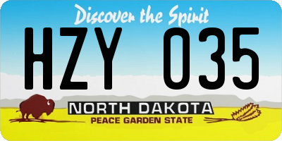 ND license plate HZY035