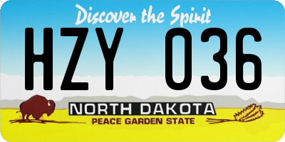 ND license plate HZY036