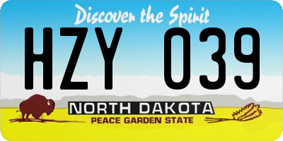 ND license plate HZY039