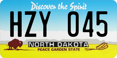 ND license plate HZY045