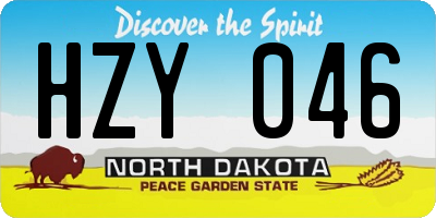 ND license plate HZY046