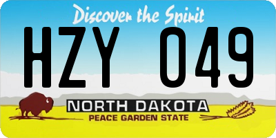 ND license plate HZY049