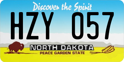 ND license plate HZY057