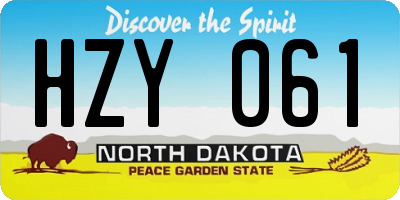 ND license plate HZY061