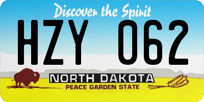 ND license plate HZY062