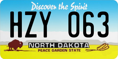 ND license plate HZY063