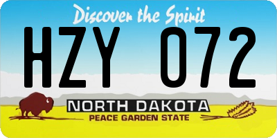 ND license plate HZY072
