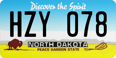 ND license plate HZY078