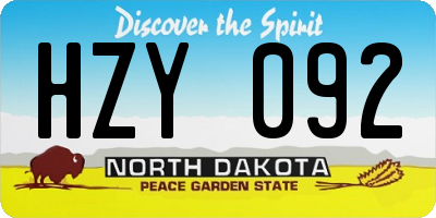ND license plate HZY092
