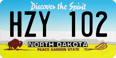 ND license plate HZY102