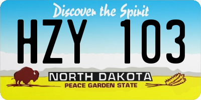 ND license plate HZY103