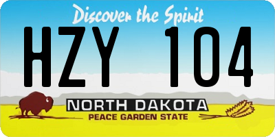 ND license plate HZY104