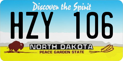 ND license plate HZY106